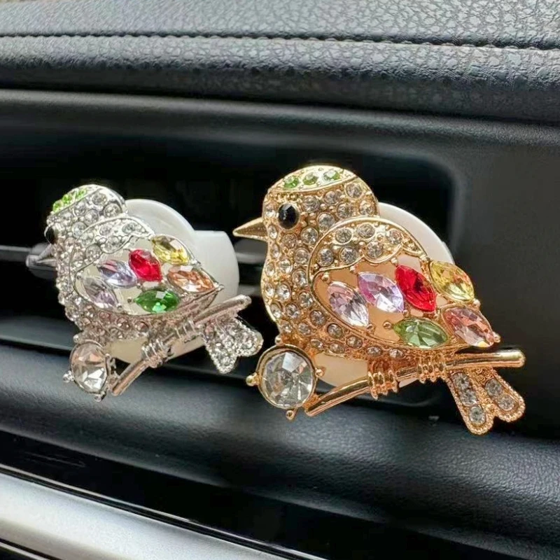 1pc Cute Rhinestone Hummingbird Car Air Freshener Vent Clip High-end Elegant Car Air Vent Ornament Interior Auto Accessories