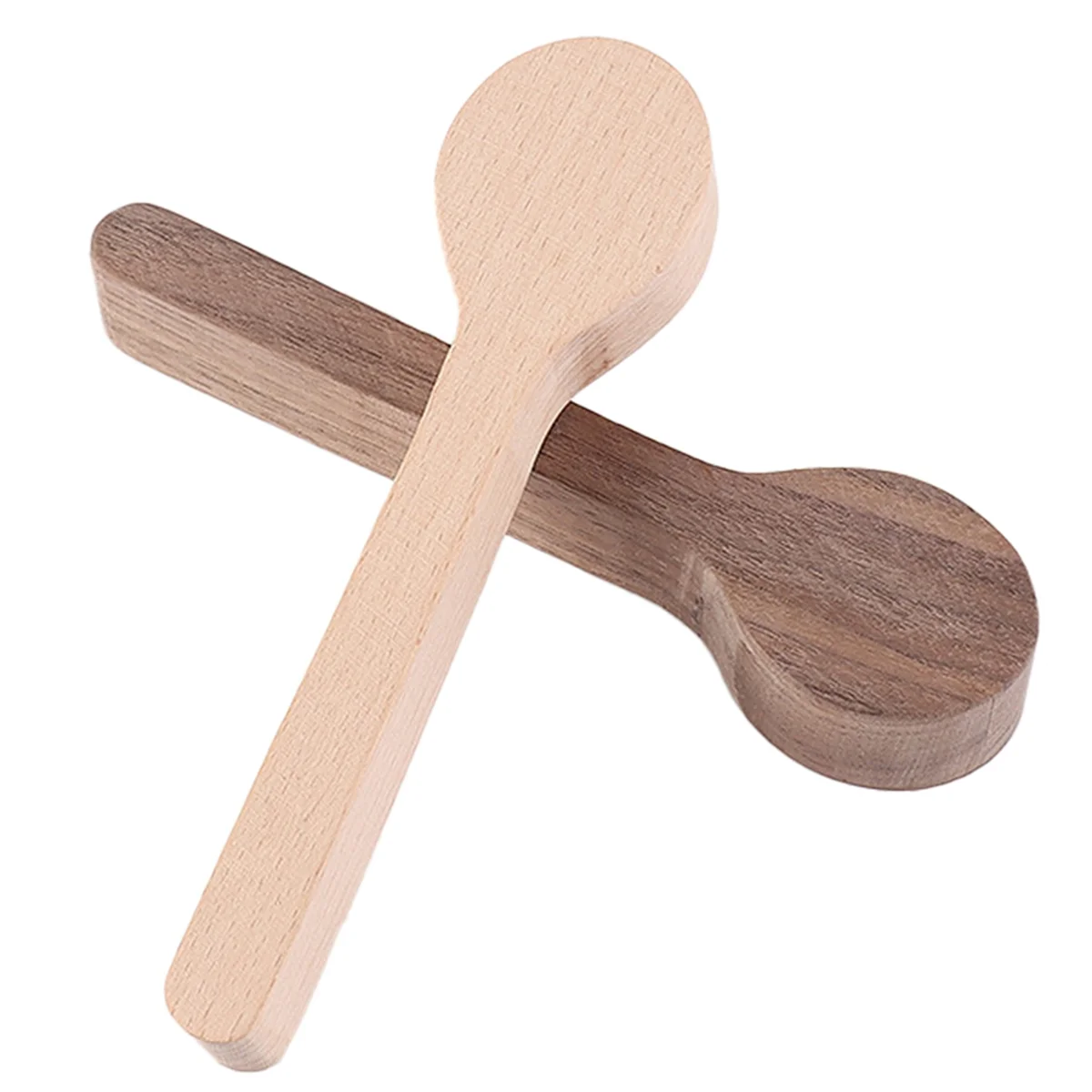 2 Pack Wood Carving Spoon Blank Beech+Walnut Unfinished Wooden Craft Whittling Kit for Beginner Kids