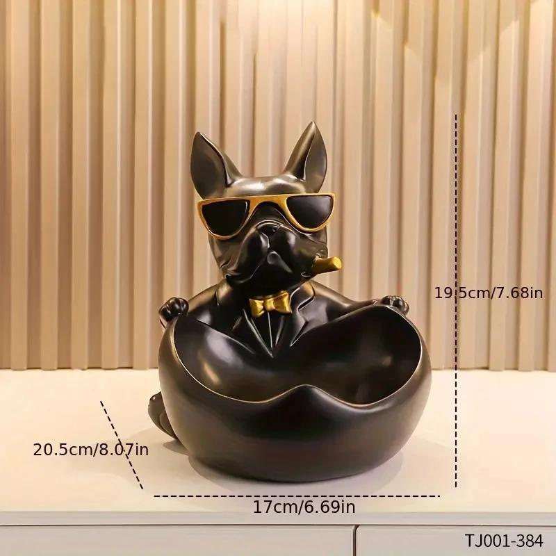 Creative Sunglasses Cool Dog Statue Bulldog Statue Storage Box Animal Decoration Resin Craft Art Statue Home Decoration Gift - view 4