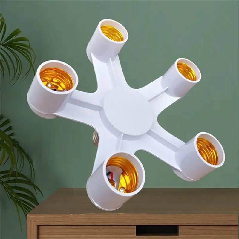 AA49 E27 Base Socket Splitter LED Bulb Lamp Holder 5 In 1 LED Lamp Socket Light Bulb Adapter