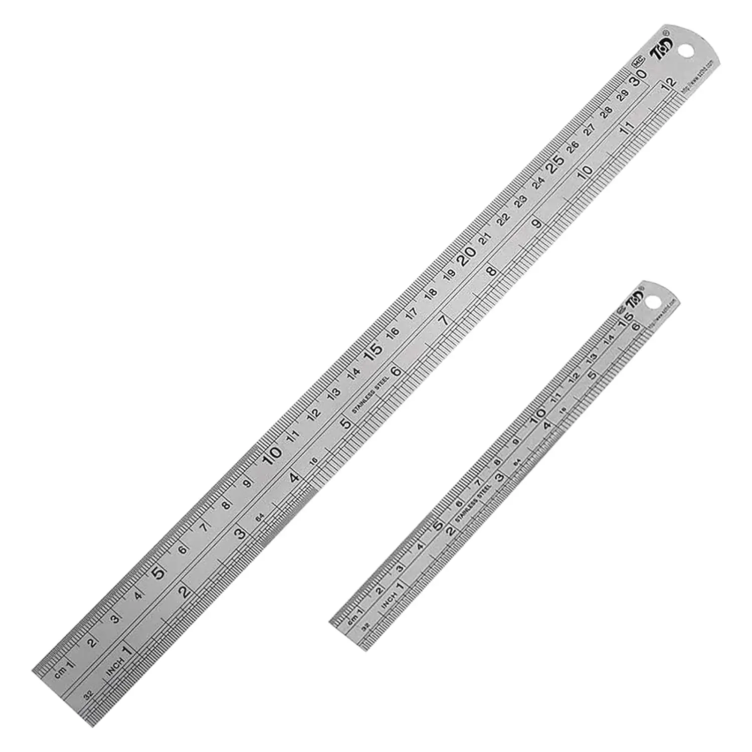 

Stainless Steel Metal Ruler Set - 6 and 12 Inch Rulers with Inch and CM Marks for Precision Drawing