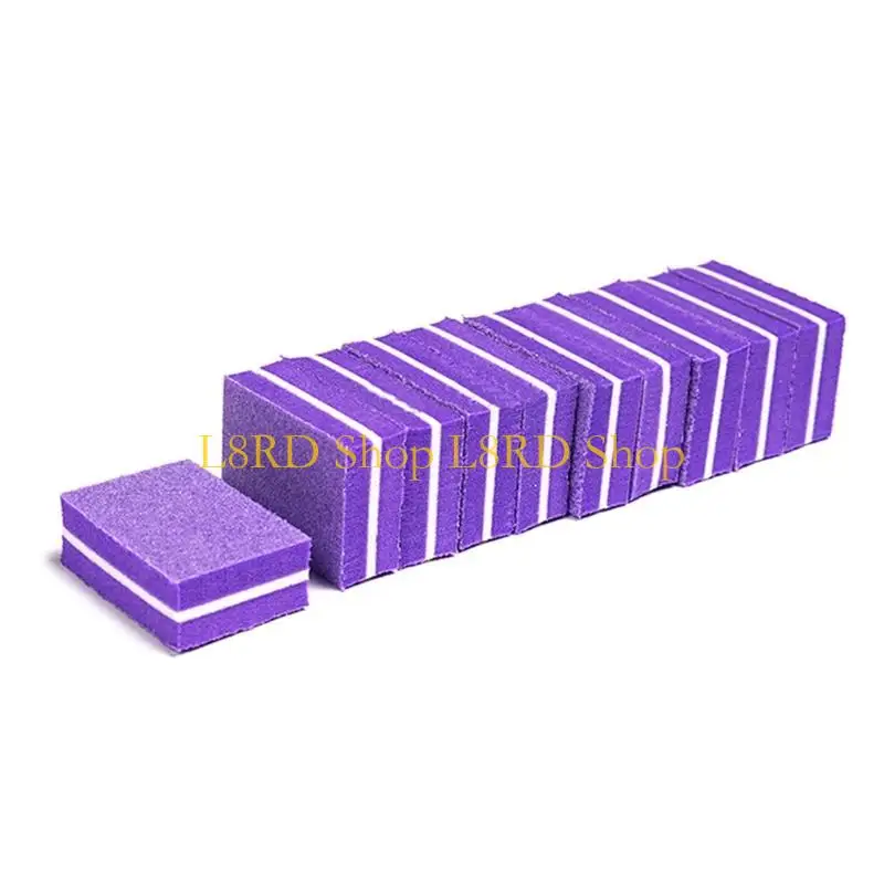 L8rd 50pcs ملفات الأظافر المصغرة على الوجهين كتل الأظافر الملونة تلميع الأظافر الصنفرة التلميع