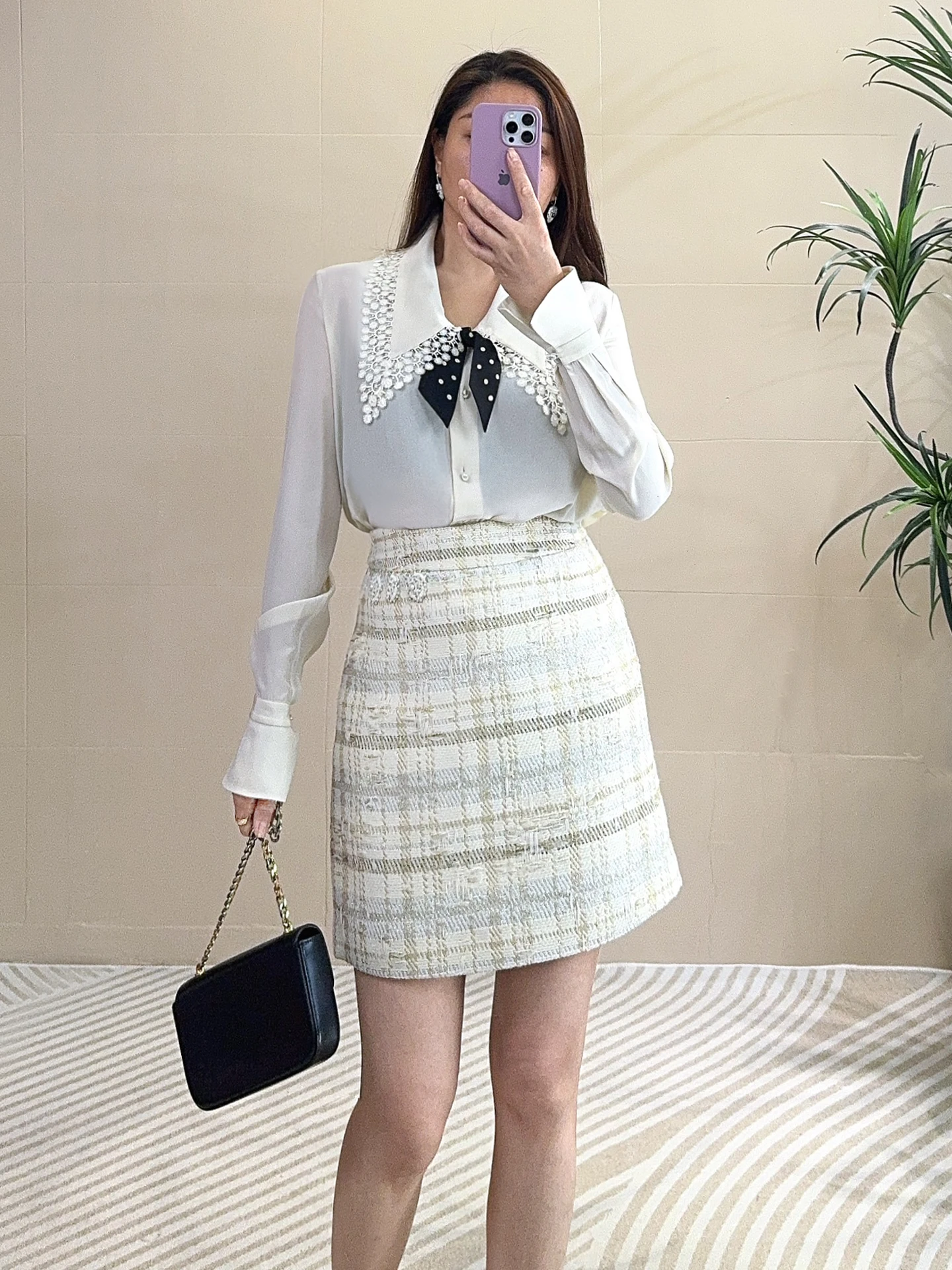 

Elegant White Silk Shirt 100 Silk 16 Mummi Double Gauze Real Silk Pearl Button Water Soluble Flower Women's Fashion