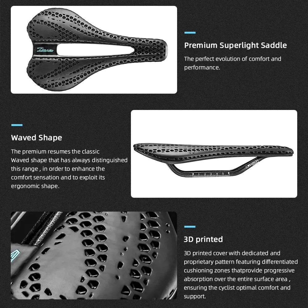 RYET Carbon 3D Printed Saddle Ultralight 135g 7*7 Bike Seating For Men Women Triathlon Road MTB Mountain Gravel Cycling Parts