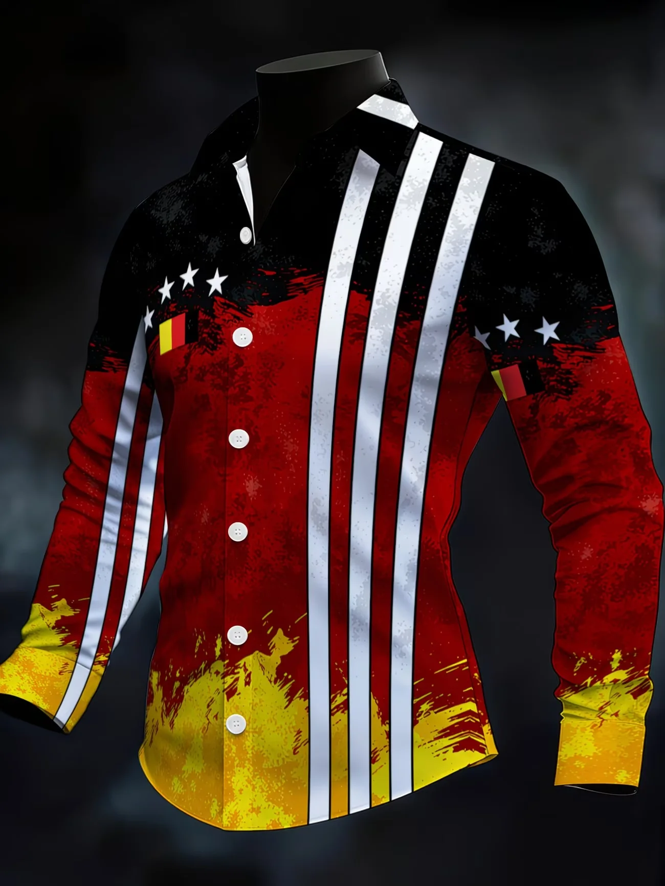 

Новая красно-черная рубашка с контрастным принтом в стиле барокко, мужская рубашка с длинными рукавами, приталенного кроя, повседневная, с цветочным принтом.