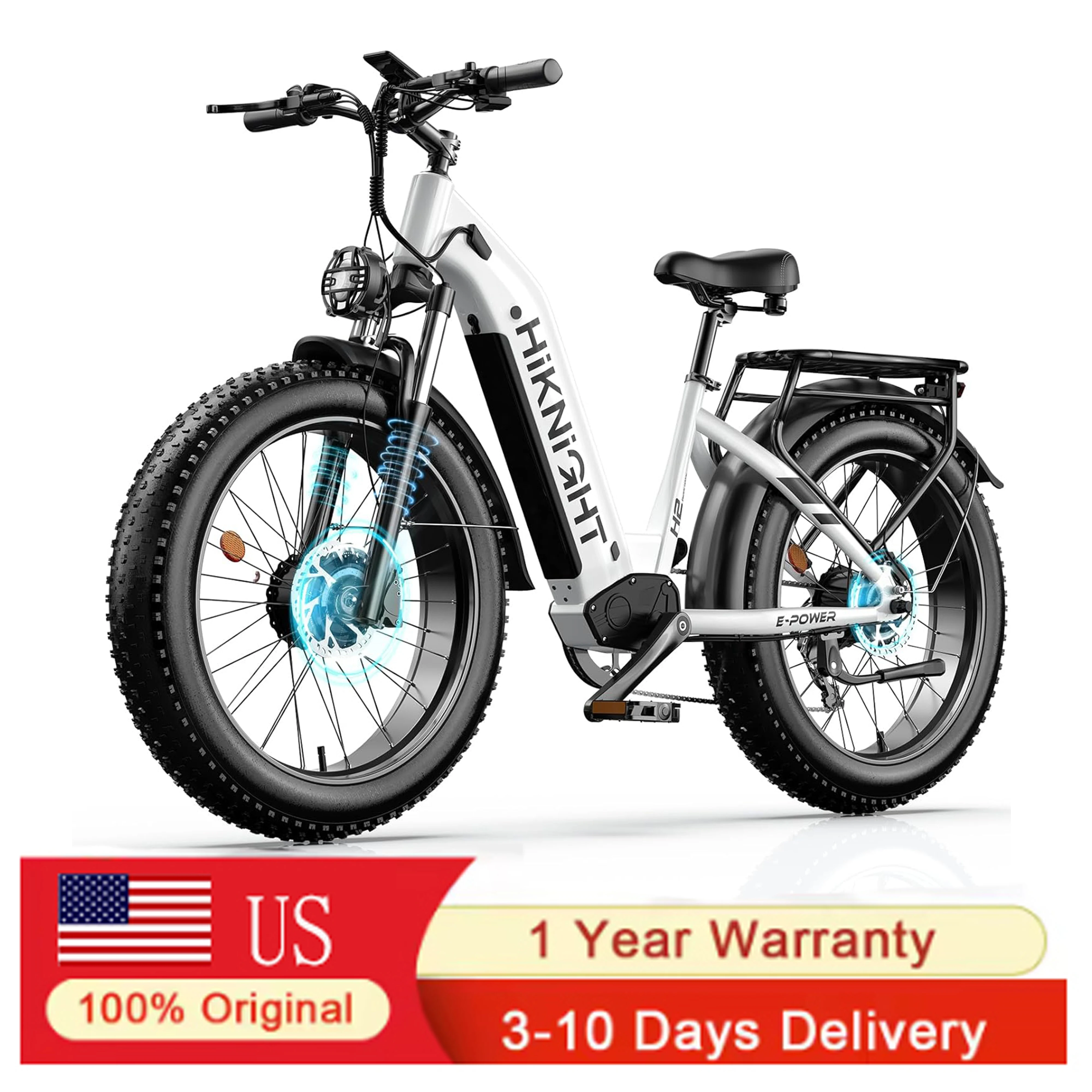 

HIKNIGHT H2PRO Dual motor electric bicycle, 26 inch wide tire fast charging version, unisex off-road mountain electric bicycle