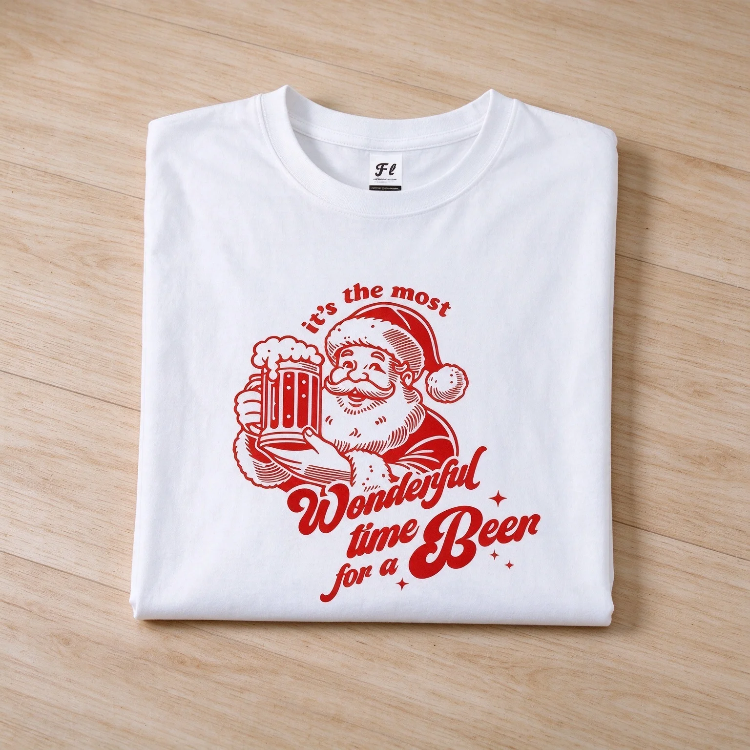 Unisex Vintage Short Sleeve T Shirt It's The Most Wonderful Time For A Beer Santa Beer Graphic Xmas Casual Holiday Tee Gift