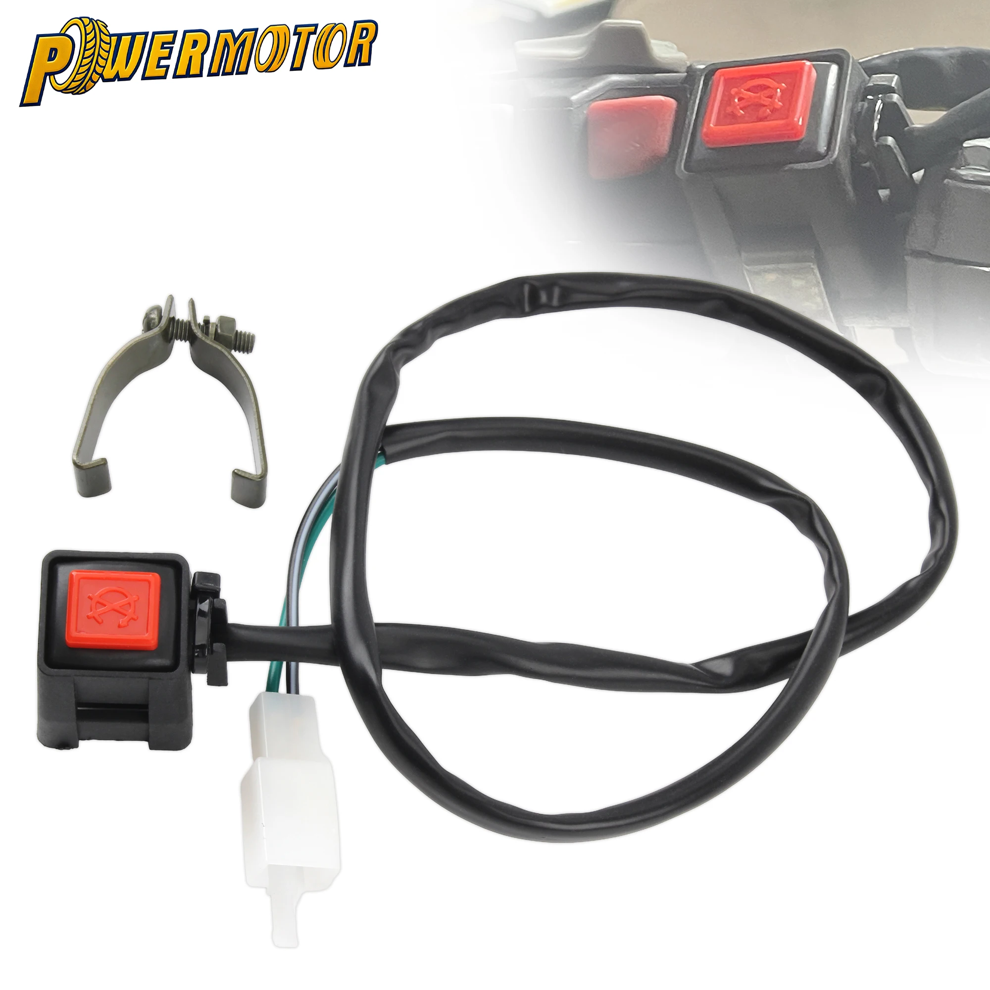 

Motorcycle Ignition Switch Start Button With 22mm Handlebar Mounting Clip ATV Dirt Bike Motocross Scooter Universal Accessories