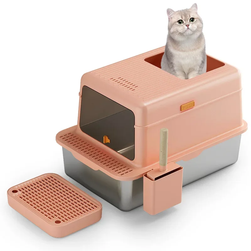 MOFESIPI Large Cat Litter Box Fully Enclosed  Cat Toilet Odor Proof and Splash Proof Self Cleaning Cat Little Box