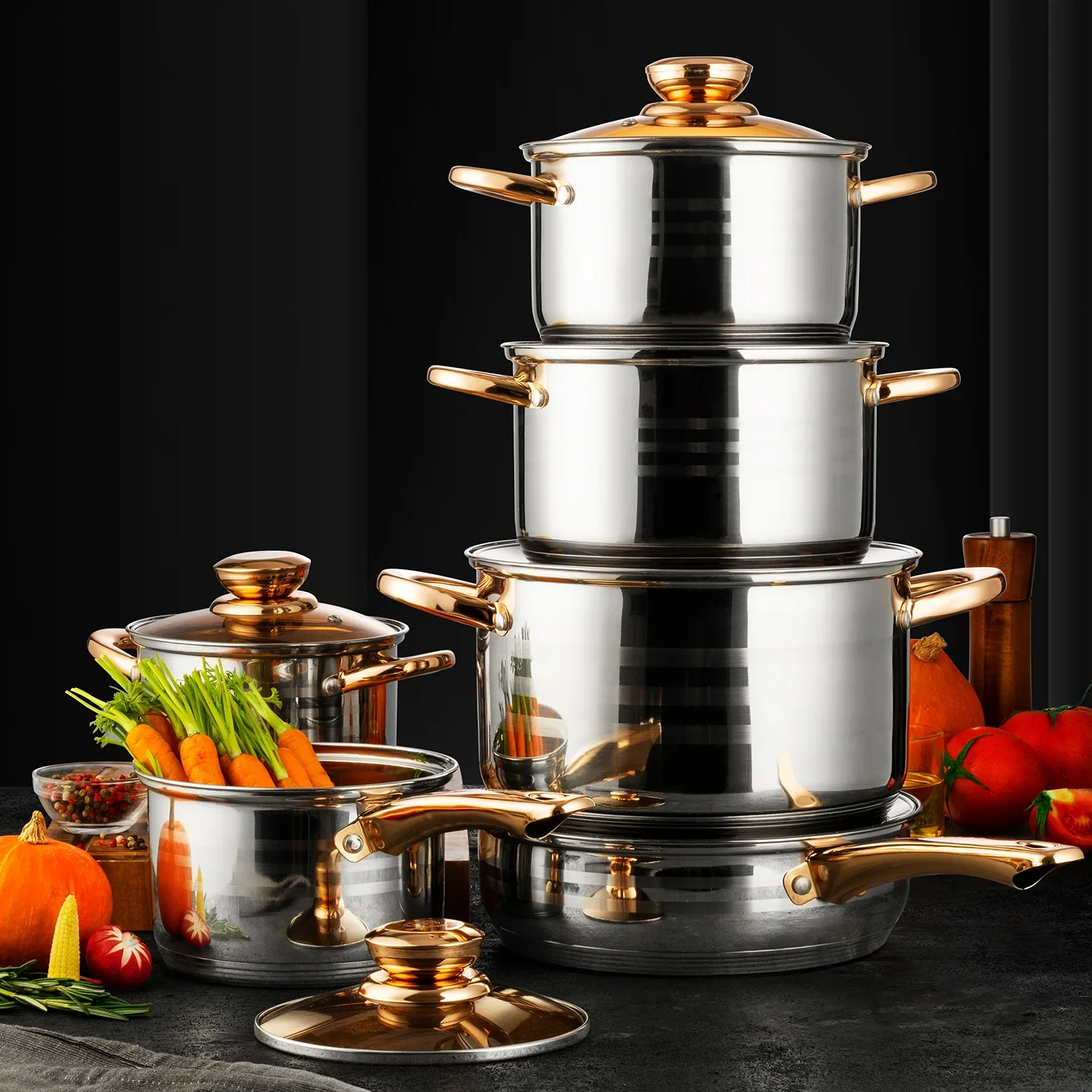 stainless steel pot six-piece set household multi-functional pot
