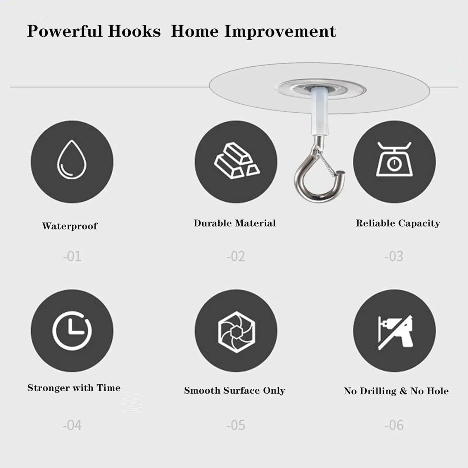 1pc Ceiling Hooks Self Stick Heavy Duty Hooks Without Drilling Adhesive ceiling hook safety buckle design easy to install