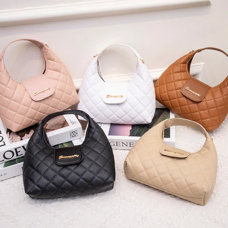 

Fresh Style Embroidered Quilted Handbag Fashion Trend Single Shoulder Wide Strap Crossbody Women's Bag