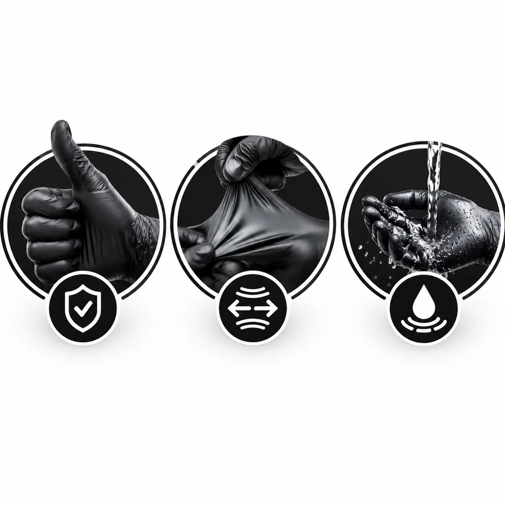 Black Disposable Nitrile Gloves Powder Free Protective Gloves for Kitchen Tattoo Work 20Pcs