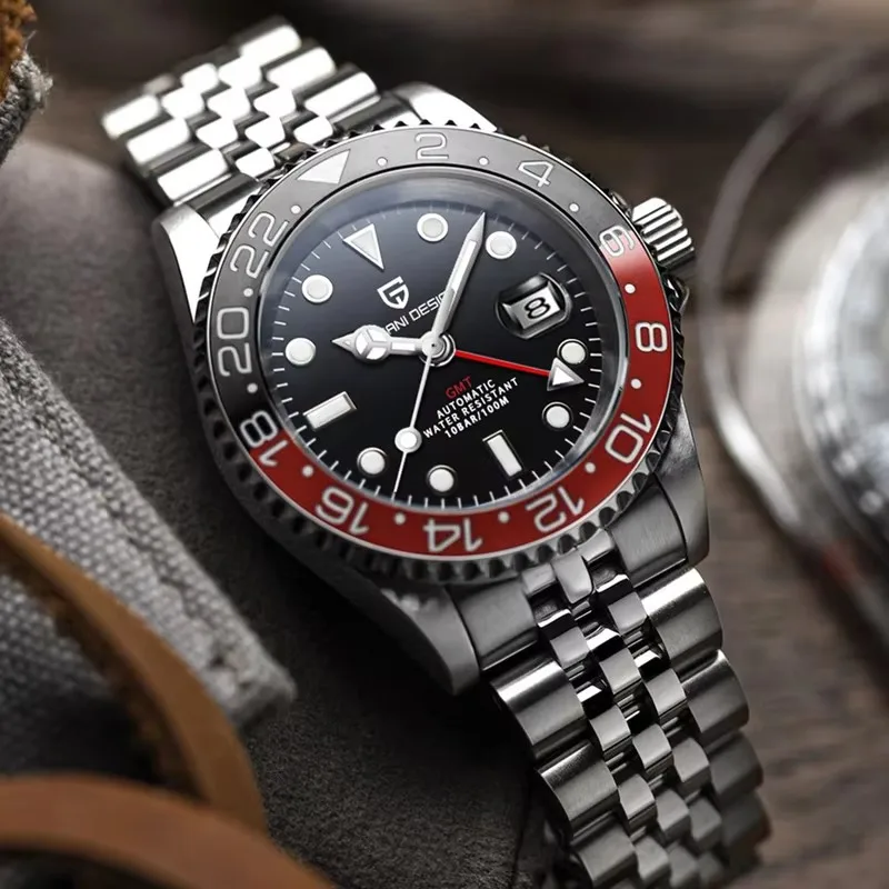 

PAGANI DESIGN 2024 40MM GMT Watch Sapphire Glass Men's Watch Luxury Men Mechanical Watch Stainless Steel 100M Waterproof Watches