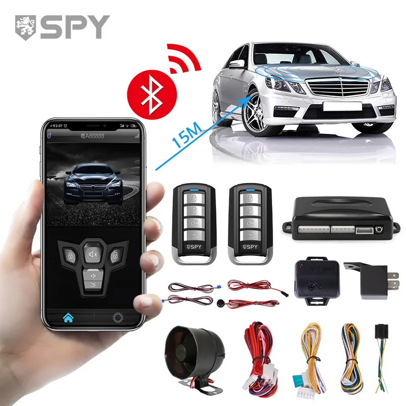 SPY one way car security alarm remote control universal bt smart car alarm system