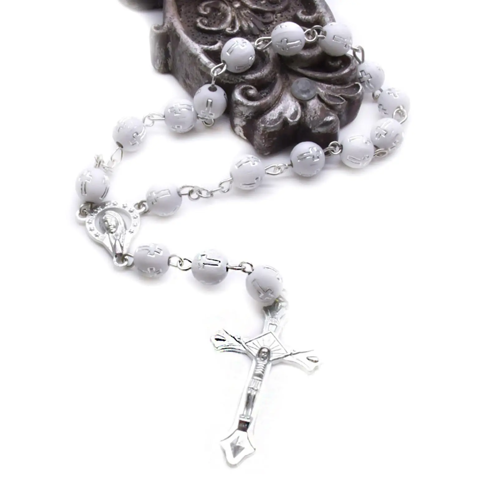 CR009 10pcs Bronzing Cross Rosary Bracelet Christening Baptism Wedding Bridal Shower First 1st Communion Gifts Baby Decoration