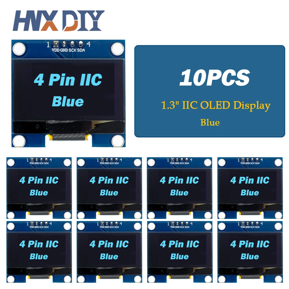 NONE 1-10 stücke 1,3 "Weiß Blau Farbe IIC OLED Display Modul Stick Chip SH1106 128X64 1,3 Zoll LCD IIC I2C Kommunizieren Für Arduino 6