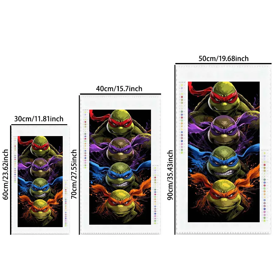 1 Stück - 5D-DIY - Beflockter Stoff - Spezialbohrer - Diamantmalerei-Set - Teenage Mutant Ninja Turtles - Mosaik - Diamantkunst – Detail 3