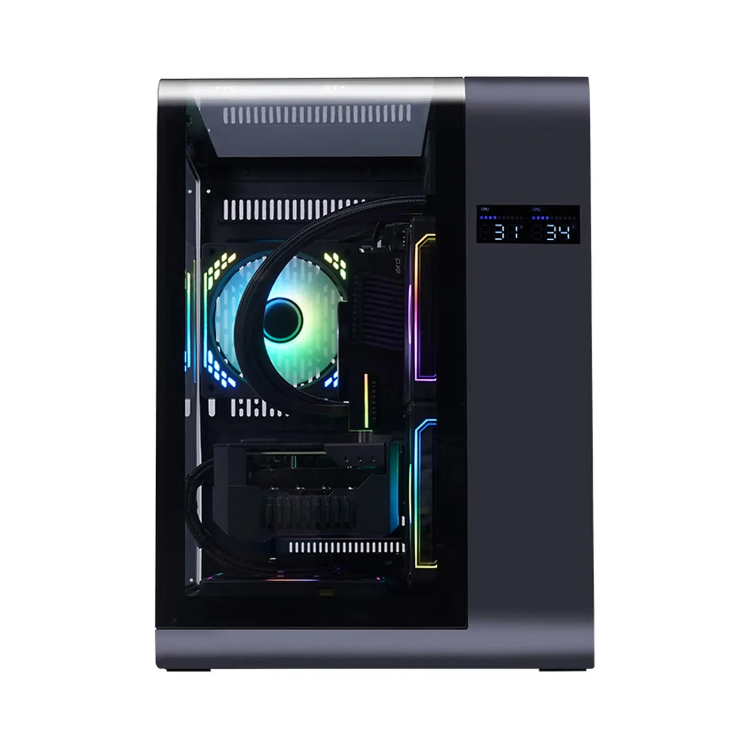 

WJCOOLMAN WenTianMINI Computer Case Curved Glass Digital Display Sea View Room Supports 240mm Liquid Cooling MATX Motherboard