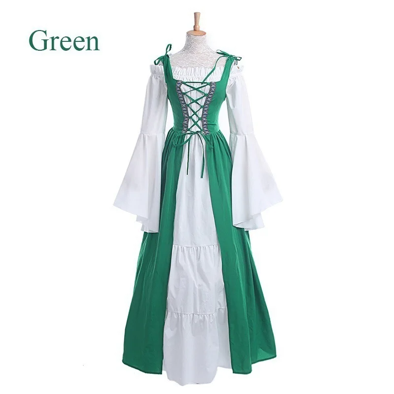 Renaissance Medieval Vintage Dress Oktoberfest Beer Girl Maid Wench Germany Bavarian 5XL Costume Cosplay Dirndl Gown Dresses