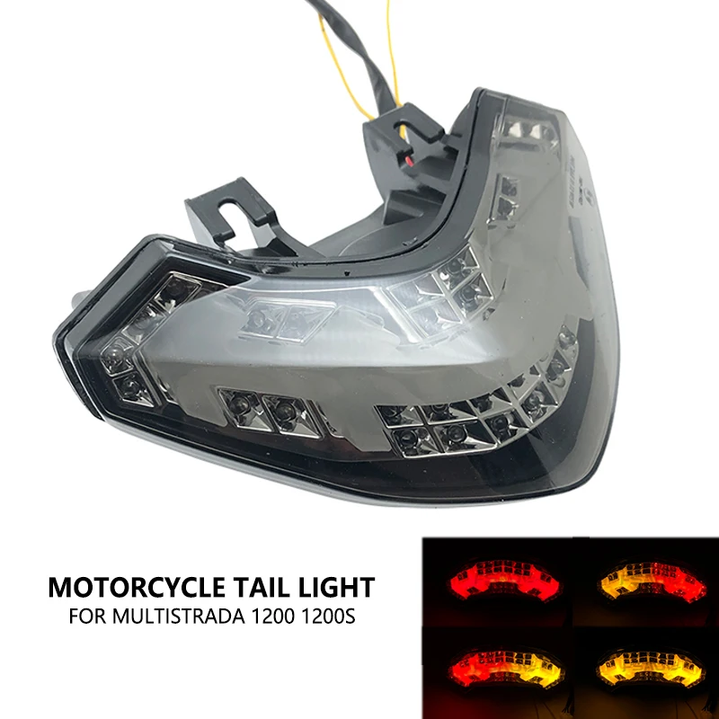 

Motorcycle LED Tail Light For Ducati Multistrada 1200 2010-2014 Rear Flowing Turn Signal Indicator Driving Brake Lamp Red Yellow