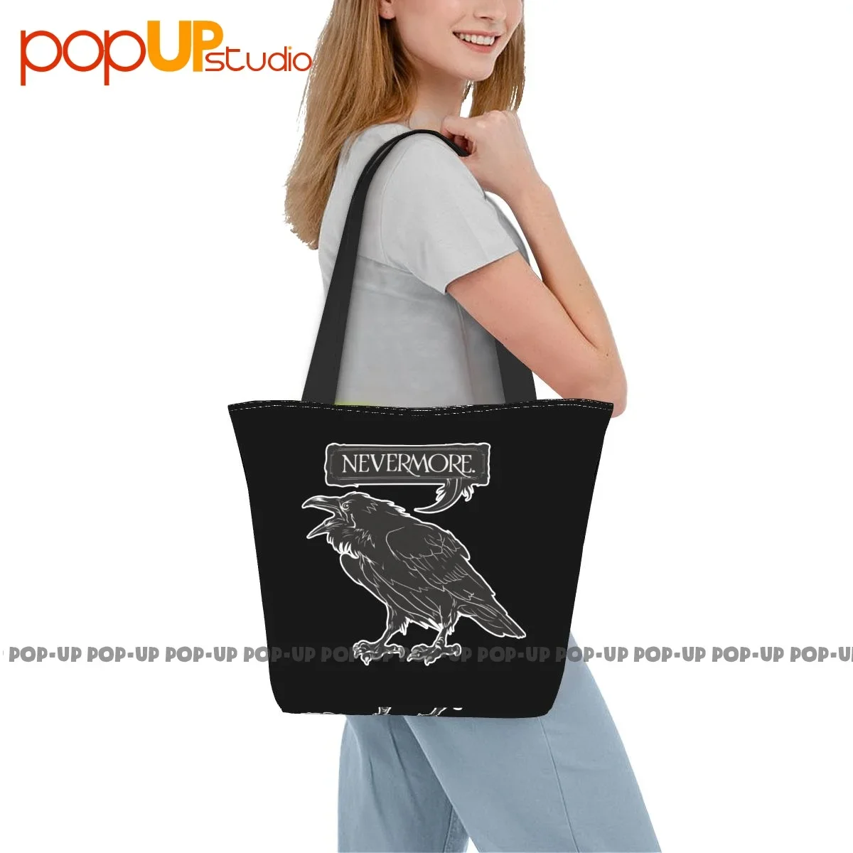 Edgar Allan Poe Nevermore Raven Fashion Handbags Lunch Bag Shopping Bag High Quality