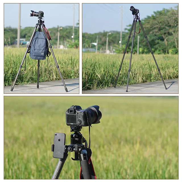 Heavy duty outdoor hunting carbon fiber video camera tripod stand stick travel video Camera Tripod stand with 75mm ball bowl