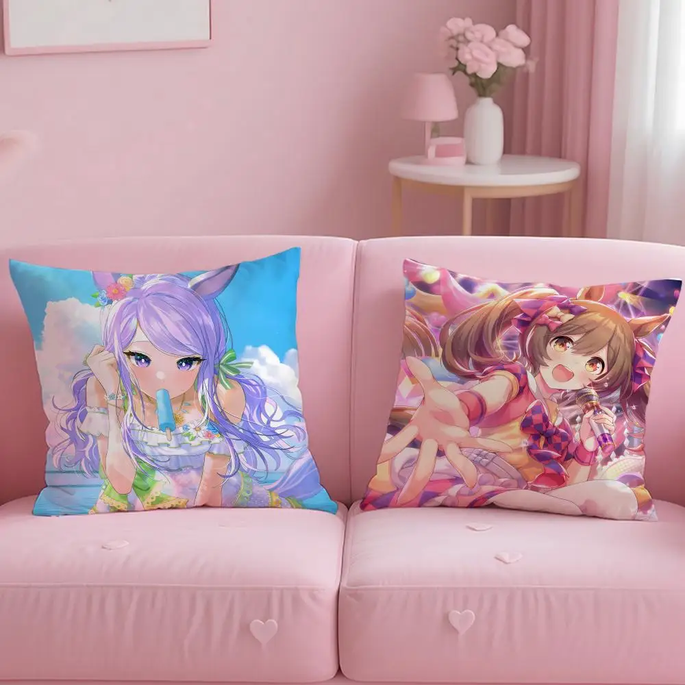 Popular Anime Umamusume Pretty Derby Cushion Cover Soft & Easy-Wash Pillow Case – Versatile for Couch, Bed, Travel and Office