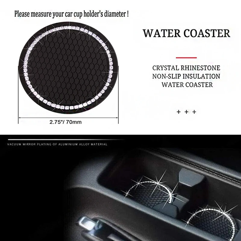 

Universal Rhinestone Honeycomb Silicone Car Coasters Cup Holder Mat Non-Slip Heat-Resistant for Home & Café Bar Car Accessories