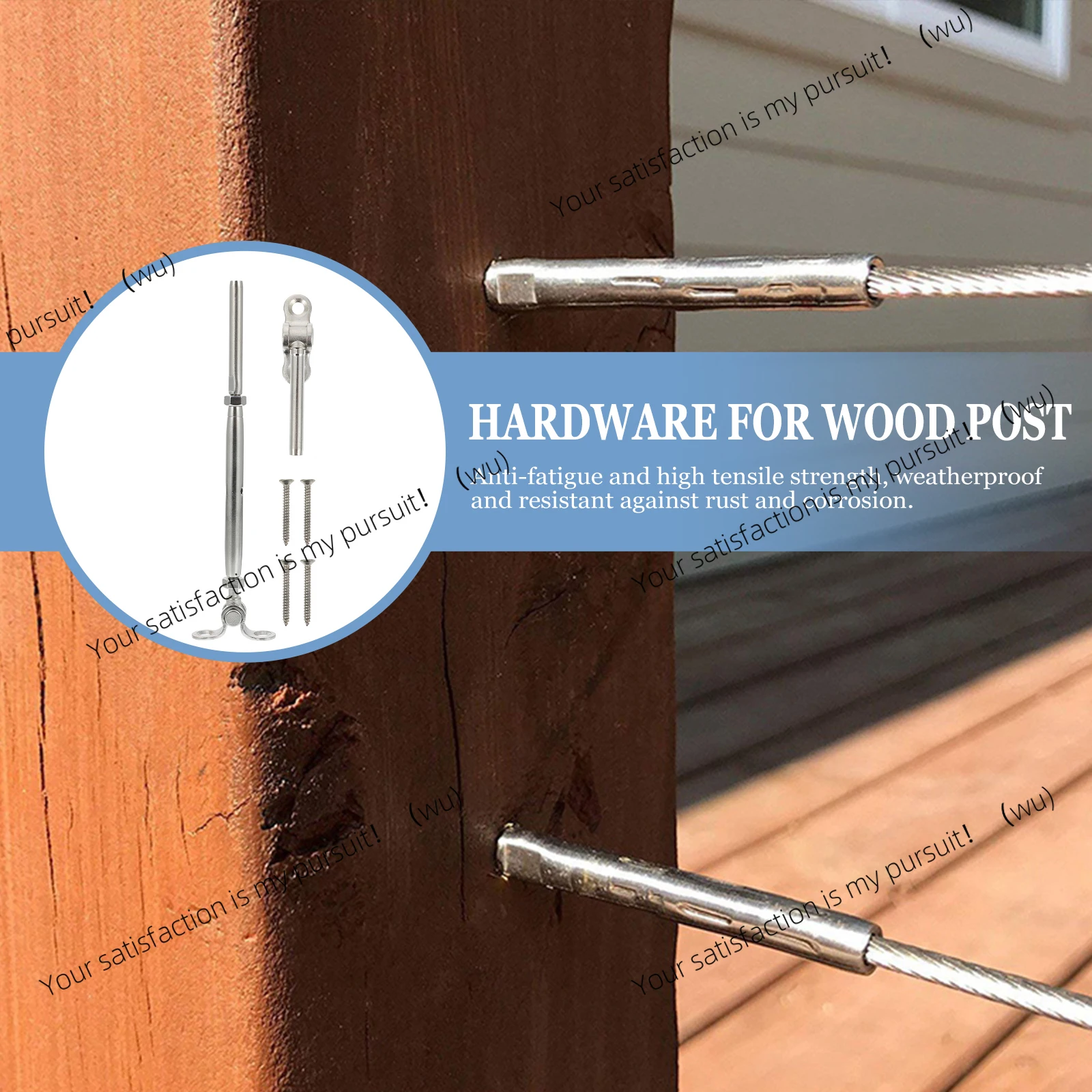 Stainless Steel Cable Railing Hardware Kit 3/16 for Stairs Deck Balcony Garden Railing Adjustable