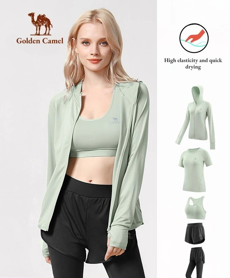 

Golden Camel Women's Yoga Sports Suits 5pcs Quick-Dry Gym Set Tennis Tracksuit Running Long Sleeve Sports Shirt Yoga Clothing