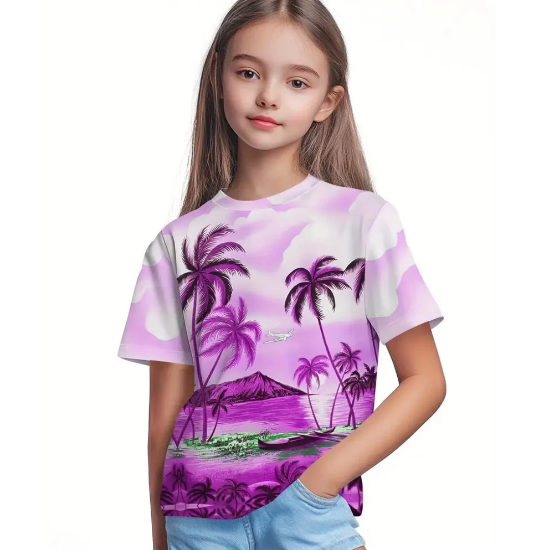 

Junior Boys Clothes 3D Coconut Tree Print Children T-Shirt Short Sleeve Tee Toddler Summer Tops Hawaiian T-Shirts for Children