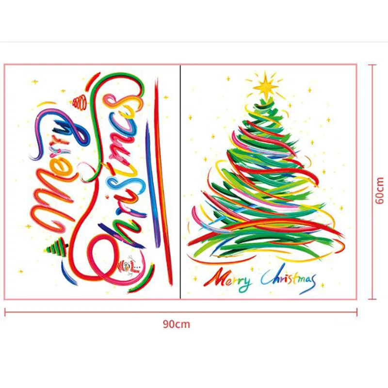 45x60 سنتيمتر 2026 جديد زينة عيد الميلاد ملصق مشهد احتفالي ملصقات للأبواب الزجاجية والنوافذ القابلة للإزالة عطلة صائق