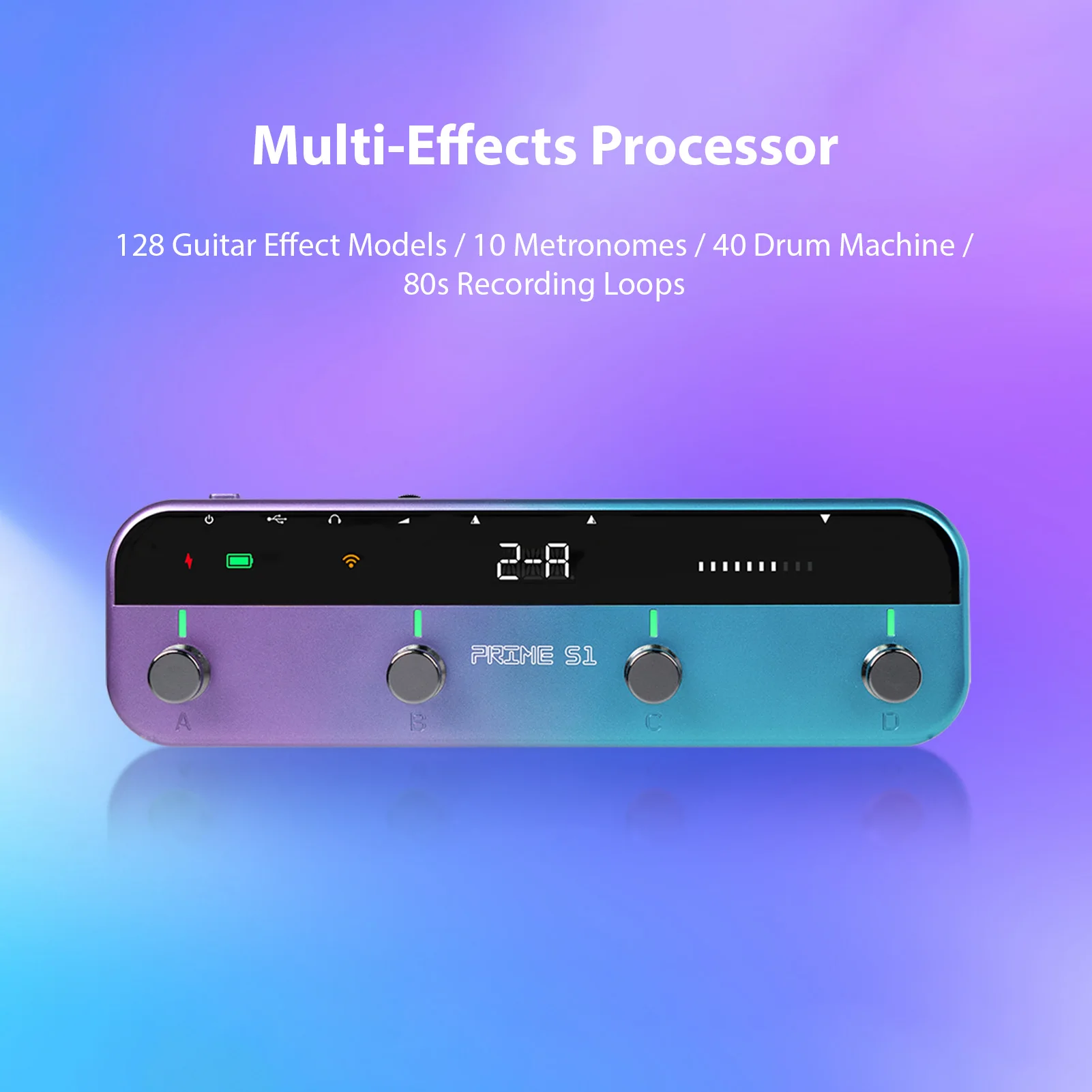 MOOER S1 Smart Stereo Guitar Effects Processor Multi-Effects Pedal 10 Metronomes 40 Drum Machine Wireless Footswitch Controller
