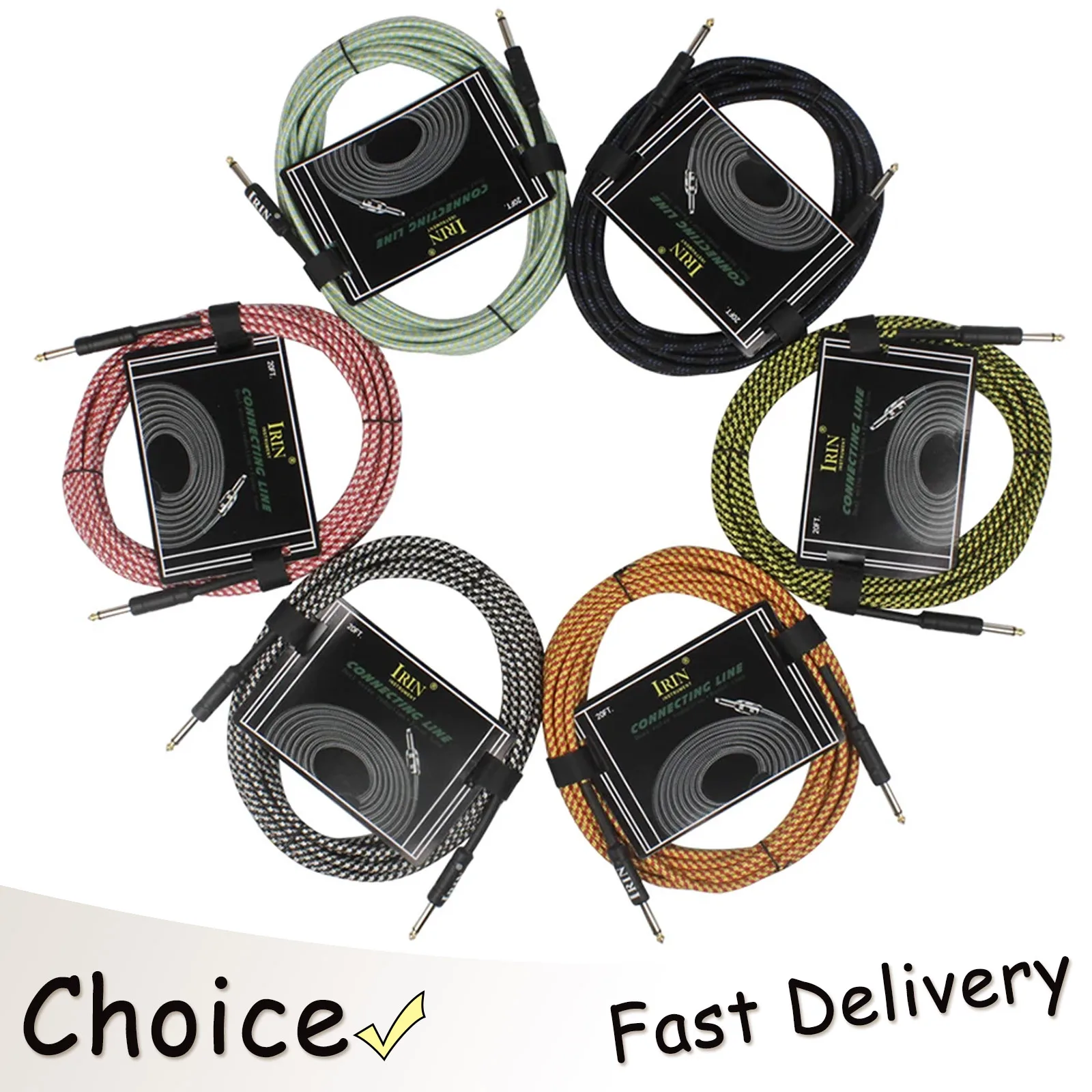 IRIN 6M Guitar Audio Cable Stringed Instrument Accessories 6.5mm Plug Wire Cord Instrument Parts For Electric Guitar Bass