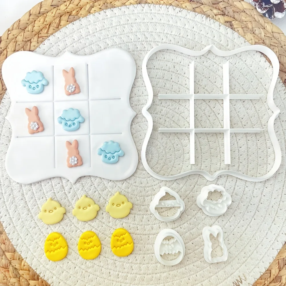 6Pcs Tic Tac Toe Animals Cookie Cutter Set  Spring/Easter, Autumn/Fall, Thanksgiving, Dog & Forest Animals, Baking & Clay Molds