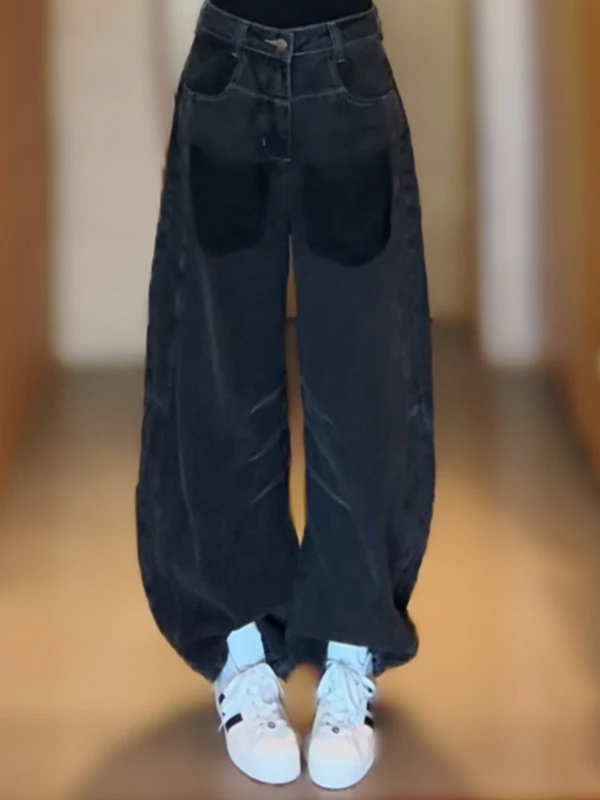 

Новые весенние джинсы с высокой талией и эффектом потертости, женские повседневные свободные брюки в уличном стиле, облегающие универсальные брюки