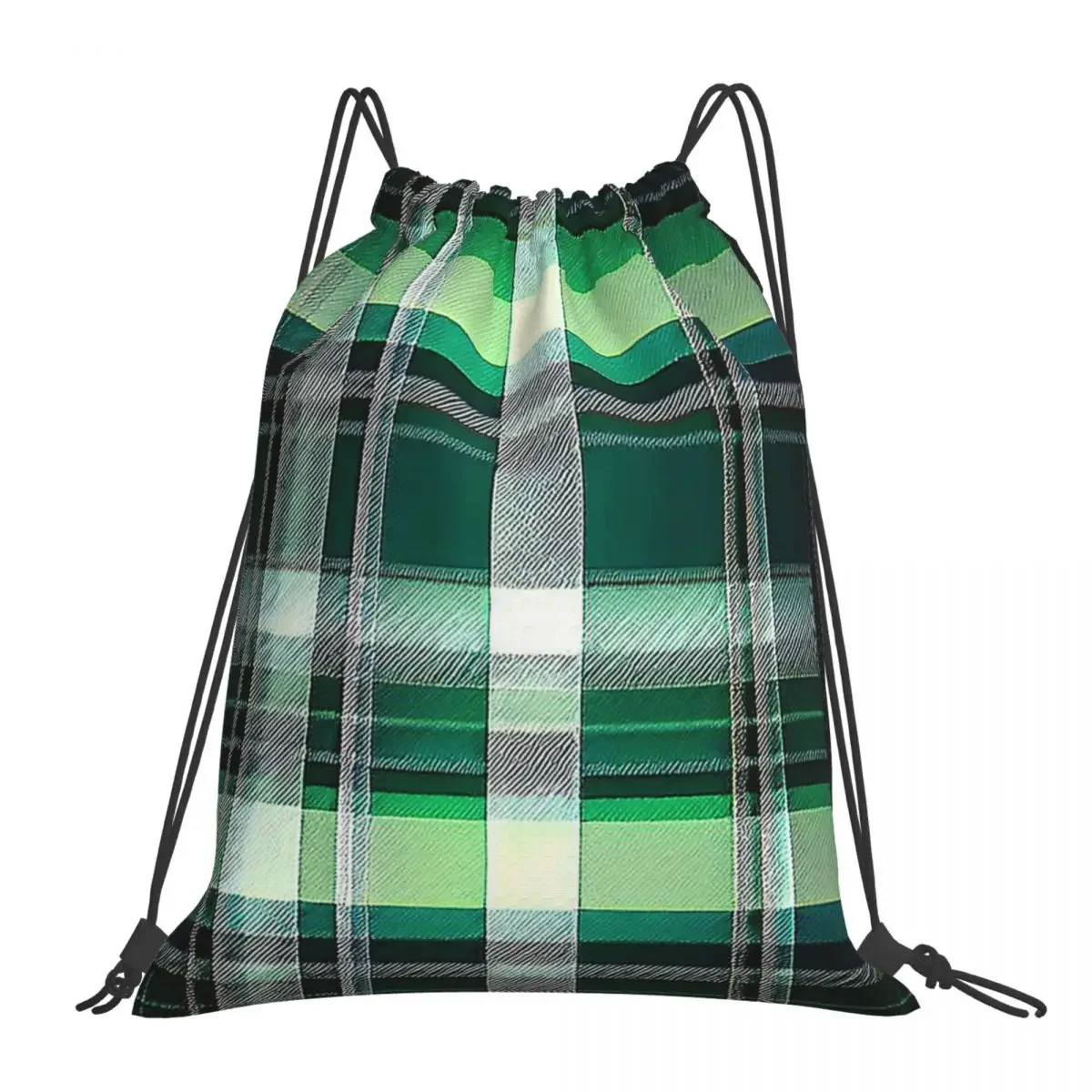 Sacs à dos en tartan vert pour hommes et femmes, sacs à ficelle de proximité portables, sac de sport à poches groupées, cartable d'école