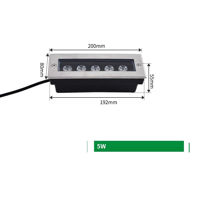 Tira enterrada led ao ar livre à prova dwaterproof água embutida passo luz quadrado corredor luz à terra, tira enterrada arruela de parede luz 5w9w12w24w