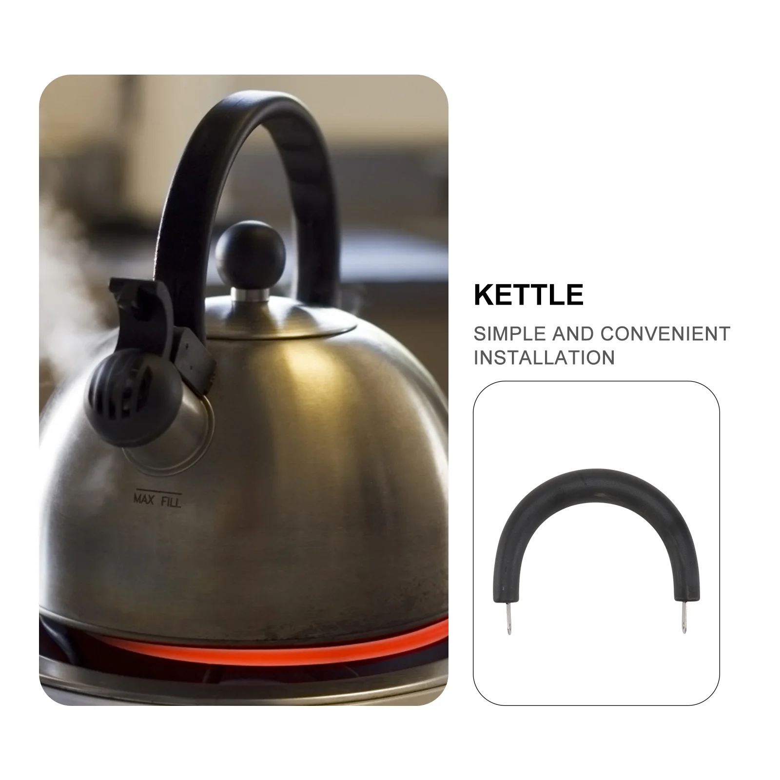 

3Pcs Teakettle Knob Premium Quality Sturdy Boil Water Kettle Handle Dishwasher Safe Comfort Grip Replacement Part Black