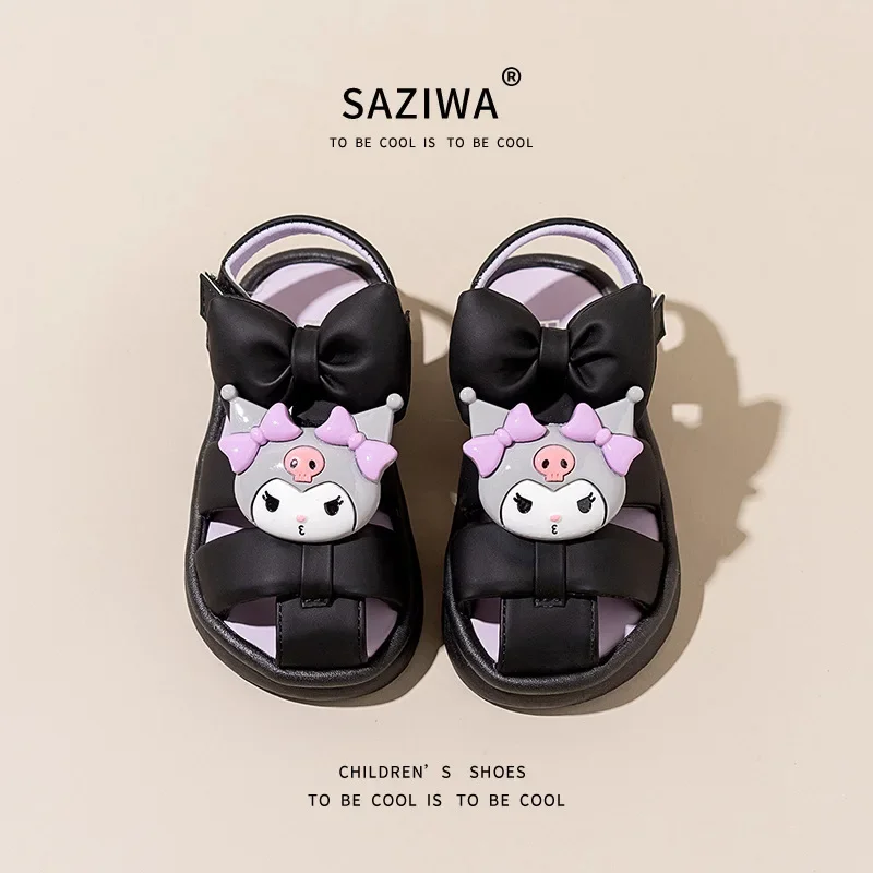 Sanrioed Anime Kuromi Cinnamoroll Summer Children Sandals Kawaii Girls Princess Shoes Boy Beach Shoes Casual Roman Slippers Gift