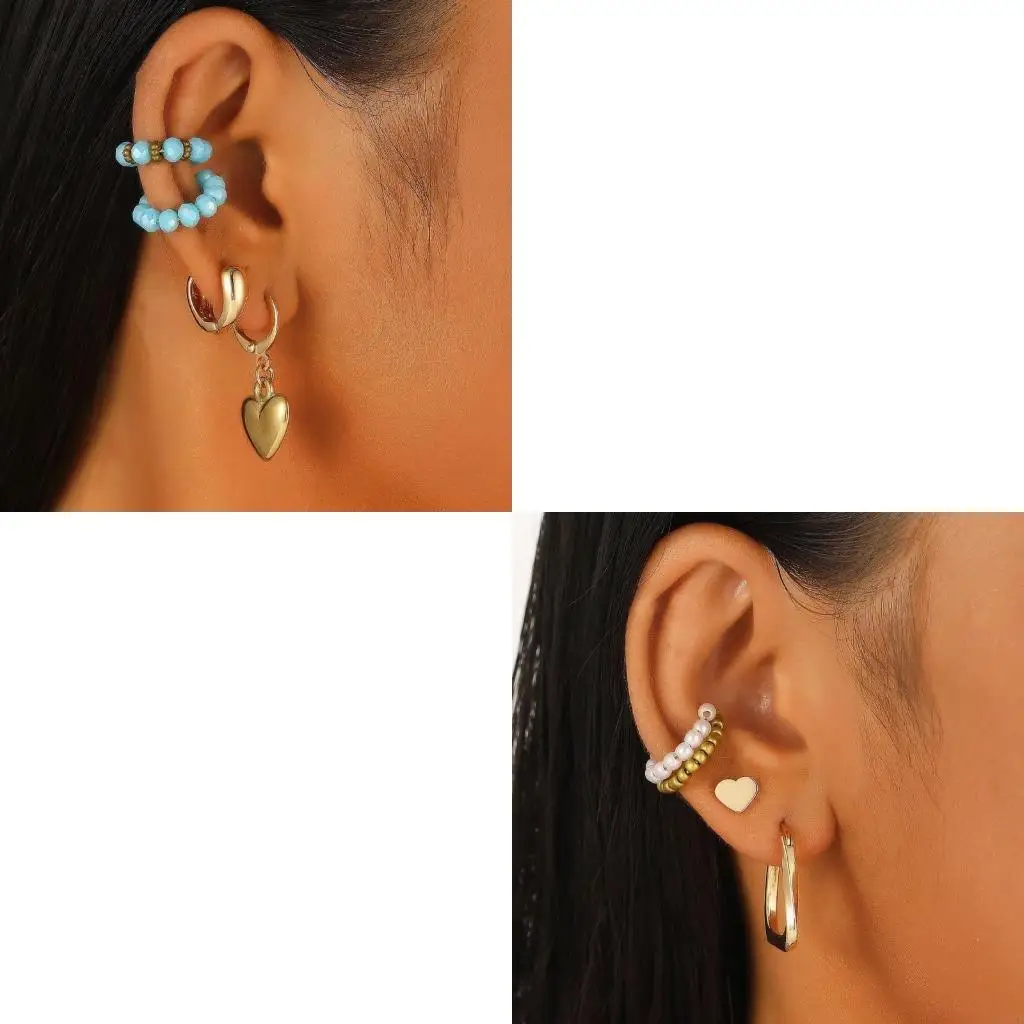 

Trendy Ear Clip Not Piercing Earring Beads Ear Cuff Alloy Texture Great for Youthful Women Seeking Fashion Versatility