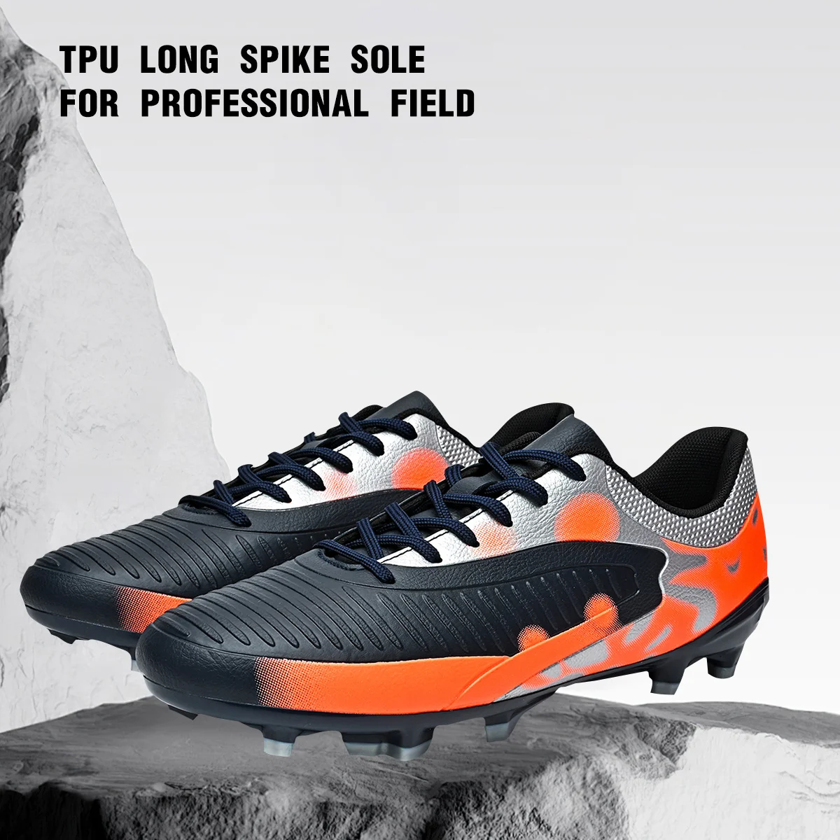Unisex Adult AG FG Soccer Shoes PU Breath Fabric Hard TPU Long Stud Anti-slip Wearproof Natural Grass Daily Training Sneakers
