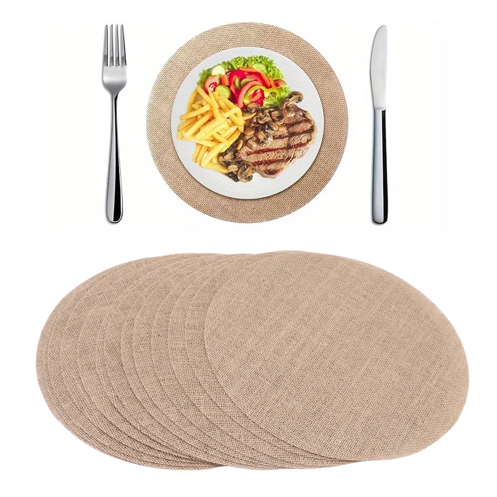 Burlap Placemat 12 Inch Round Rustic Jute Table Mat for Rural Wedding Farmhouse Gathering Burlap Placemat Rustic Placemat