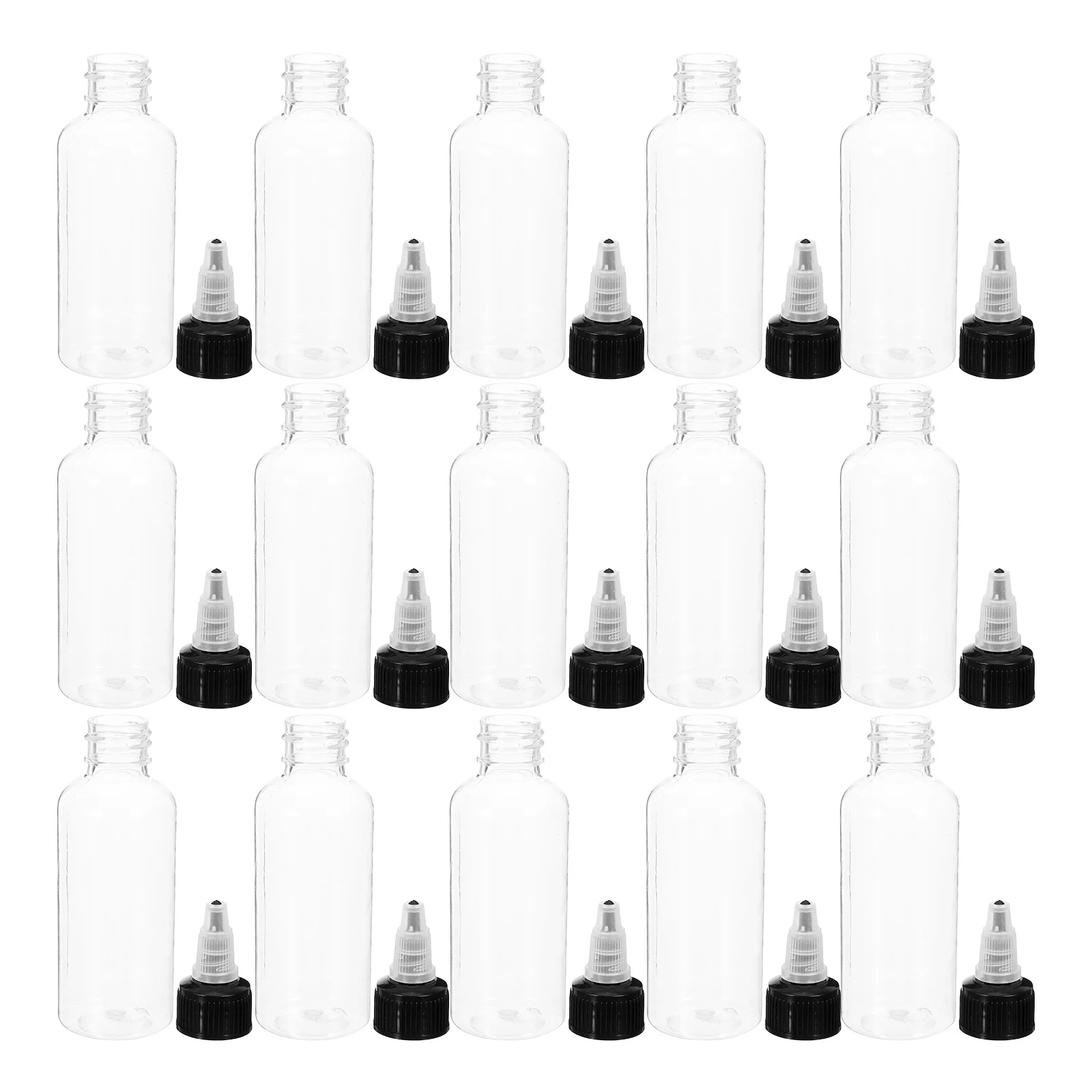 

15pcs Empty Fine Tip Squeeze Bottles 60Ml Clear Plastic Portable Dispenser For Paint Glue Oil Sauce Diy Craft Reusable Liquid