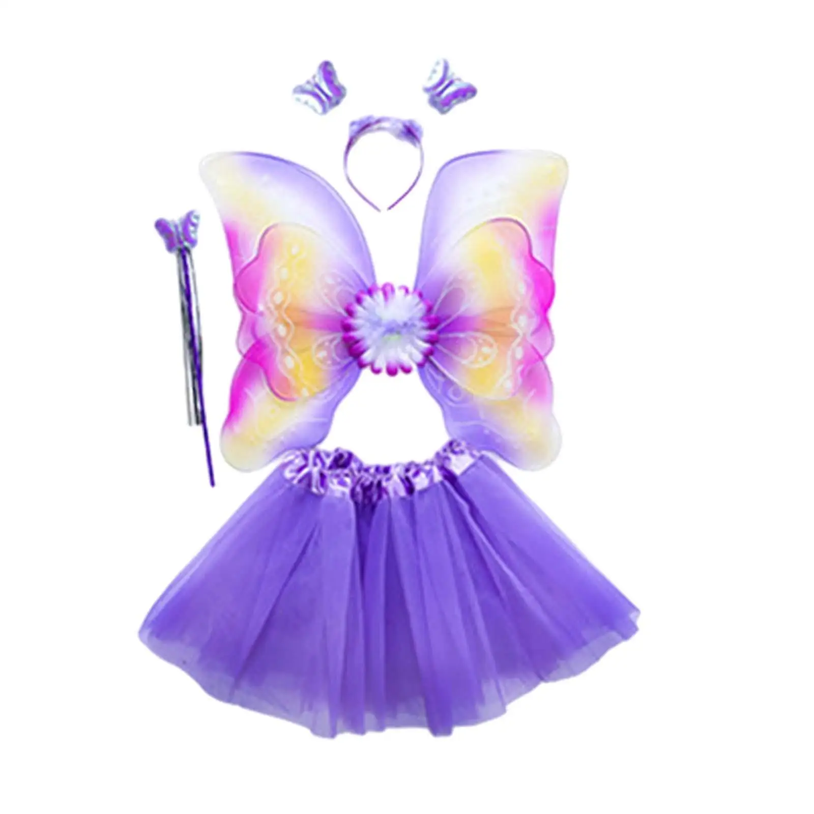 4x Girls Fairy Costume Dreamlike Butterfly Wing Kids Princess Cosplay Dress up Accessories for Birthday Role Play Party Favors