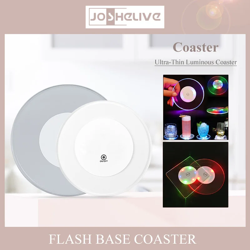 LED Coaster Lights Colorful Glowing Wine Bottle Stickers Bar Wedding Party Lighting Glowing Wine Bottle Coaster Home Tool