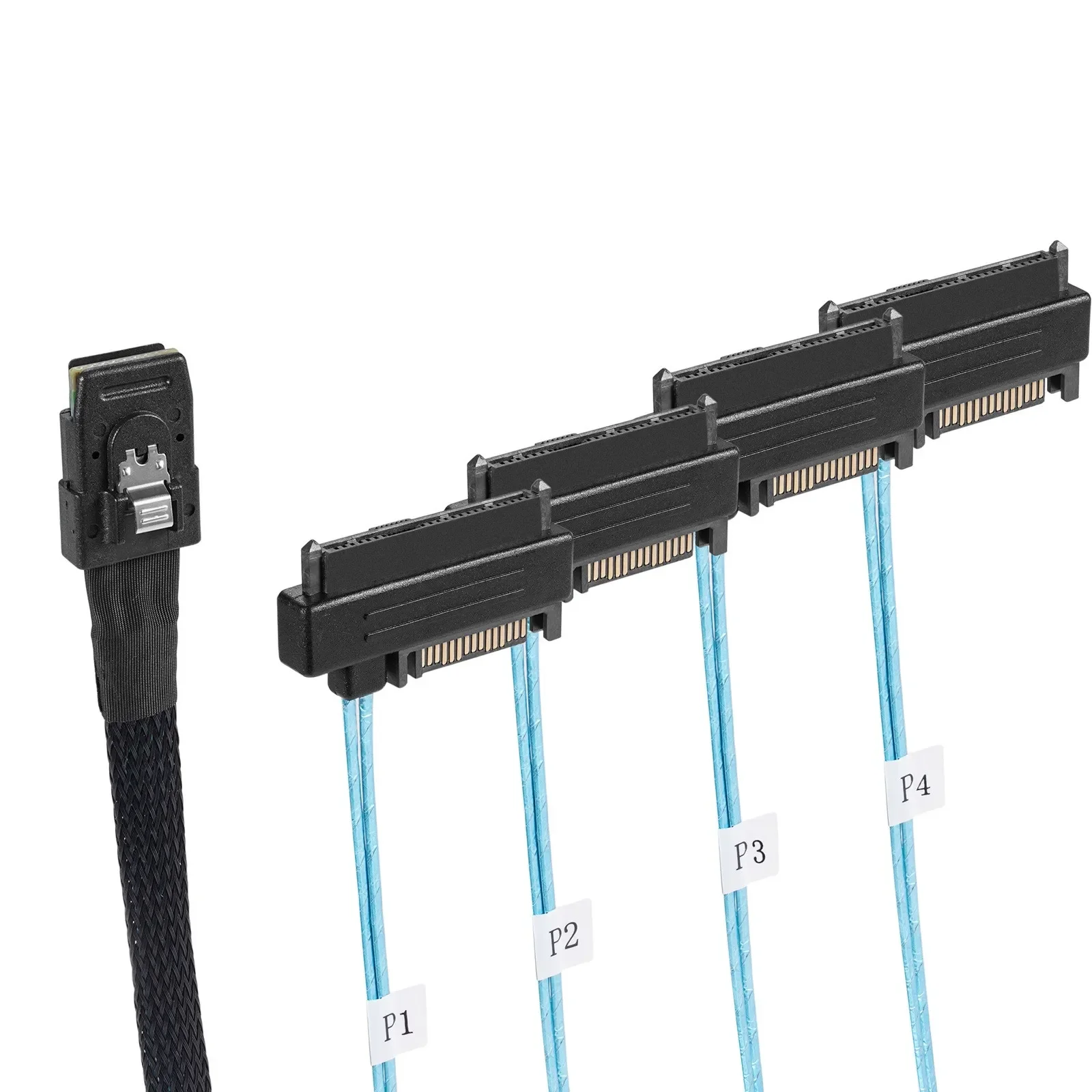 Mini SAS 36P SFF 8087 To 4 SAS 29P SFF-8482 Cable with 15P SATA Power Splitter Cable