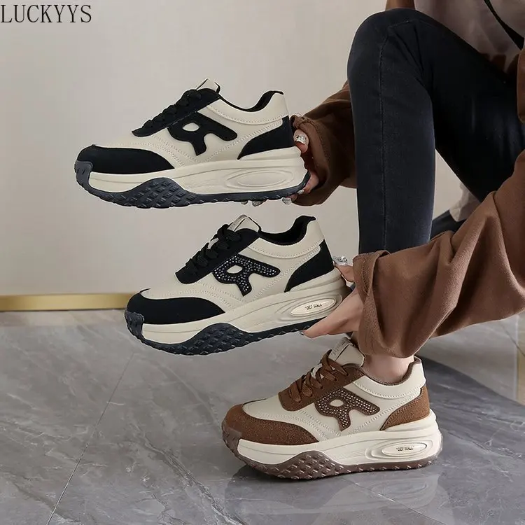 Zapatillas De deporte con cordones para Mujer, zapatos planos con cordones De retales, ligeros, clásicos y versátiles, otoño 2024