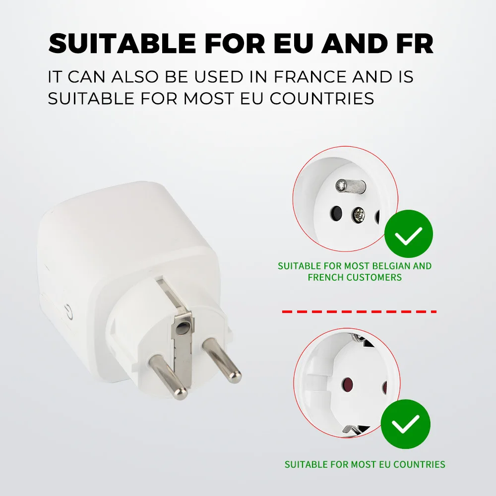 Tuya Smart Plug WiFi EU Universal 16A With Power Monitor Remote Timing Socket Outlet Works With Yandex Alice, Alexa, Goole Home